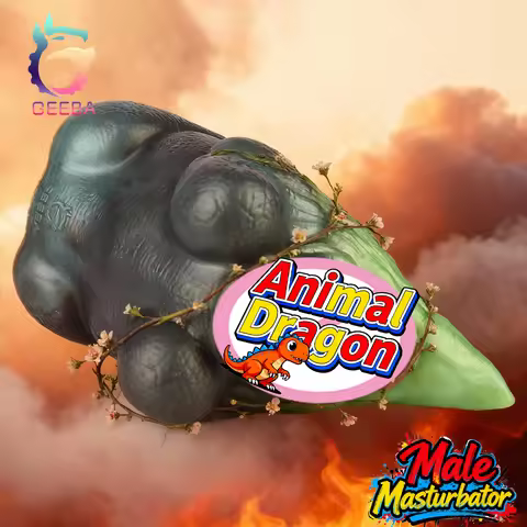 GEEBA Black Green Fantasy Silicone Male Masturbators Lifelike Animal Pussy Stroker For Men Pocket Pu