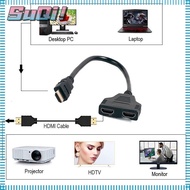 SUQI Video Cable, 1080 1 Input 2 Output HDMI Splitter Adapter, Useful Adapter Wire Office Monitor Pc Laptop