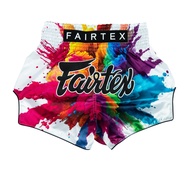 กางเกงมวยรุ่น BS1939 Fairtex Muay Thai Shorts - Funky Soul (White)