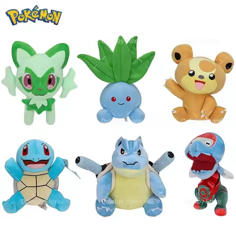 New Pokemon Plush Toys Squirtle Blastoise Sprigatito Teddiursa Dracovish Stuffed Animal Anime Dolls 