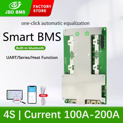 JiaBaiDa JBD BMS XiaoxiangElectric APP BT Smart BMS 3S 4S 12V LiFePo4 NMC Battery 100A 150A 200A wit