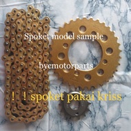 Sprocket Set 415 Suzuki RC80/ RC100/RC110/RG( Chain 415 Gold + Spoket Gold) 1 Set(belakang pakai kri