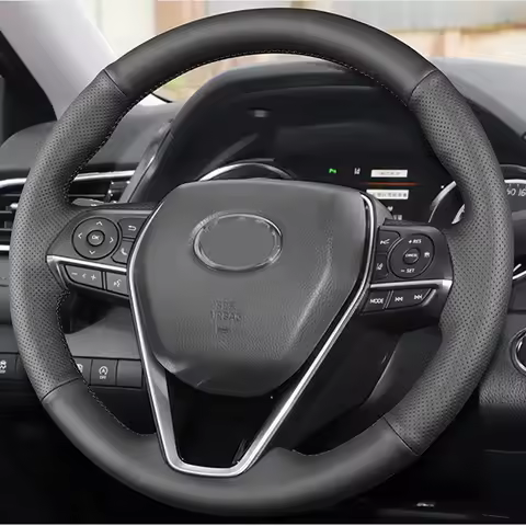 Customize Comfortable Black Leather Car Steering Wheel Cover For Toyota Camry 2018-2019 Avalon 2019