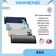XINMENG A66 Aluminum Wireless Mechanical Keyboard 65% GASKET RGB Hot Swappable Custom Keyboard with Knob