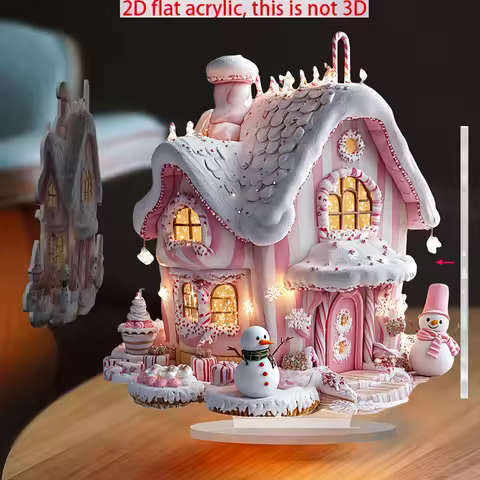 1 Bohemian style acrylic pink ice house snowman lamp, a winter wonderland decoration, suitable for h
