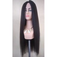 wig rambut asli uk panjang 65cm warna hitam
