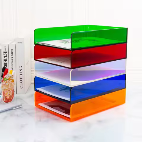 Acrylic Document Storage Box A4 Paper Document Box Archive Box Office Desktop Envelope Data Rack Cla