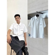 K5L1 DR New Style Solid Color Basic Letter Small Label Embroidered Short-Sleeved Shirt Men Women Tre