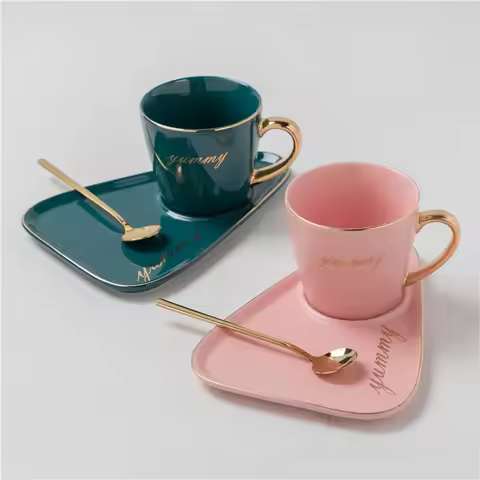 Coffee milk tea cup office hotel leisure tea Gift box Cup With Spoon European Luxurious Ceramic Offi