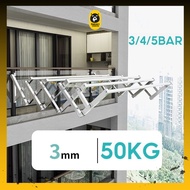 Foldable Mobility Stainless Steel Clothes Drying Rack 4/5 BAR 1.2-2M Retractable Cloth Hanger  Ampai