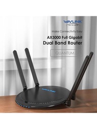 WAVLINK WN531MX3 AX3000 3000Mbps (2.4G 和 5G) WiFi 6 路由器，雙頻2.4GHz 574Mbps 和 5GHz 2402Mbps 802.11ax 無綫遊戲互聯網路由器，帶4 X 5dBi 高增益天線千兆路由器，MU-MIMO，OFDMA，Touchlink，波束成形， WPA3 , IPV6 兼容