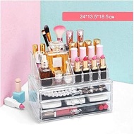 Cosmetic storage box Cosmetic Organisers 3 Tier Clear Non-Acrylic Make-up Organizer with Draws Drawers Lidstick Display Stand Brush Holder Multifunction Dressing Table Gift LINGZHIGAN