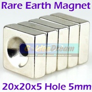 Strong Neodymium Magnet 20X20X5Mm Hole 5Mm N52 20X20X5 Square
