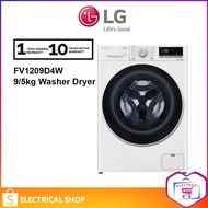 LG 9/5kg Front Load Washer Dryer FV1209D4W AI Direct Drive Steam Washing Machine Mesin Basuh