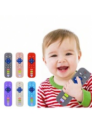 1入組裝嬰兒牙齒玩具，咀嚼玩具，適合 0-24 個月嬰兒，電視遙控器形狀，緩解牙齒萌出，嬰兒玩具