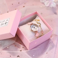 CIELO Jam Tangan Gelang Wanita Rantai Serut Daun Clover Silver Rose Gold Cewek Elegan Mewah Korea Be