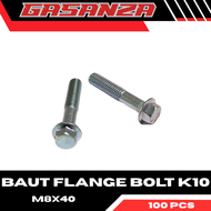 100 BIJI - Flange Bolt M8x40 Kunci 10 Baut Flange Topi M8x40 K10