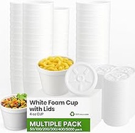 4 oz Foam Cups with Lids – Insulated Disposable Styrofoam Cups with Lids for Hot or Cold Food & Drin