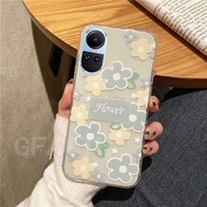 Phone Casing For OPPO Reno10 Pro / Reno 10 Pro+ 5G Style Transparent Shockproof Soft Cover Green Blue Flower Handphone Case OPPO Reno10Pro+