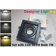 Designer Lighting Eyeball Casing with GU10 Single Holder Designer Black Square Shape Lampu Eyeball (EB-1H/SQ-BK/WH)