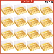 50pcs Plastic Square Moon Cake Boxes Egg-Yolk Puff Container Golden Packing Box (Small)