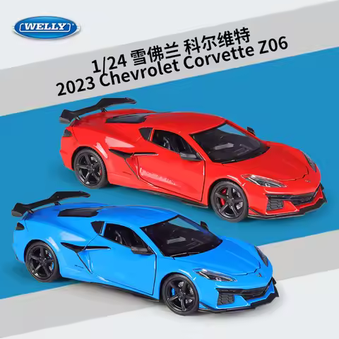WELLY 1:24 2023 Chevrolet Corvette Z06 Alloy Die-Cast Model Car - Official Licensed American Superca