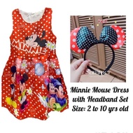 minnie mouse red dress +headband , 2yrs to 10yrs old