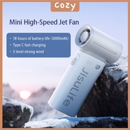 JISULIFE Mini Portable Jet Fan Rechargeable 5000mAh Battery USB Fans With 5 Gears Strong Wind Suitab