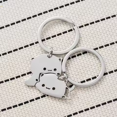 2Pcs Cartoon Cat Keychains Baby Cute Bubu Dudu Keyring for Accessories Bag Pendant Key Chain Jewelry