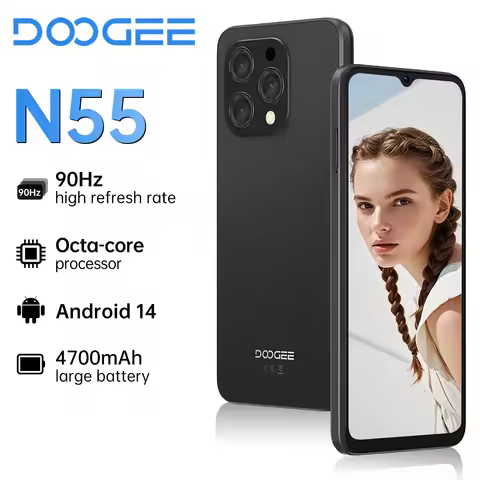DOOGEE N55 Smartphone 5G 6.56 "90Hz IPS Screen Telephone Portable 4GB+ 128GB UNISOC T606 AI Triple C