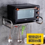 《Delivery within 48 hours》Kitchen Rack Wall-Mounted Bracket Thickened Stainless Steel Microwave Oven Rack Oven Microwave Oven Bracket Home Hanging Wall ABKA