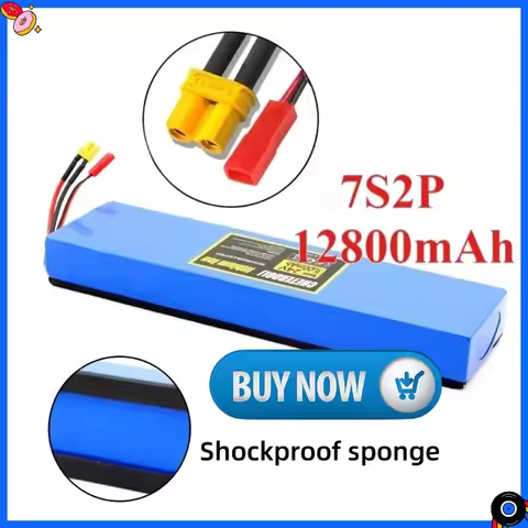 New 24V 12800mAh 18650 7S2P High-Capacity Li-ion Battery with Shock-Resistant Cotton 29.4V 12.8Ah fo
