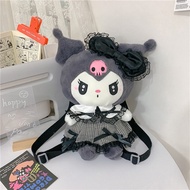 Sanrio Kuromi Mymelody กระเป๋าเป้สะพายหลังสำหรับนักเรียนกระเป๋าแฟชั่นตุ๊กตาน่ารักจุของได้มาก