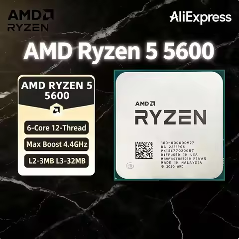 AMD Ryzen 5 5600 Processor AMD R5 5600 CPU 4.4GHz 6-Core 12-Thread Socket AM4 32MB Cache Desktop PC 