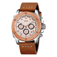 SKMEI 9327 Jam Tangan Pria Analog Chronograph Tali Kulit