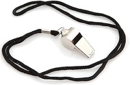 YSSZAM Silver Coach Referee Stainless Steel Safety Whistle with Lanyard Coach and Referee Whistles Black Rope for School Sports,Soccer,Football,Basketball and Lifeguard Protection
