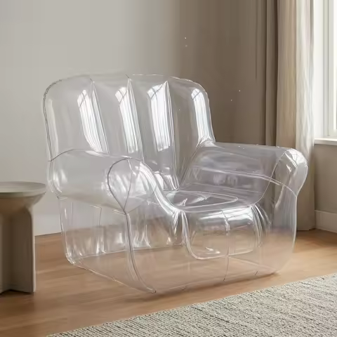Transparent Lounge Chair Glossy Plastic Inflatable Lounge Chair Seating Furniture Lightweight for Ou