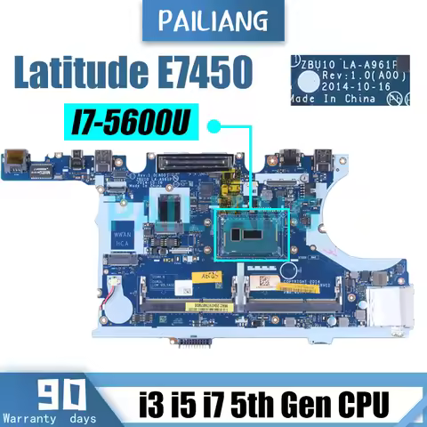 I3 I5 I7 ZBU10 LA-A961P For DELL Latitude 7450 E7450 Notebook Mainboard CN-0Y15C1 0Y15C1 0R1VJD 0TFV