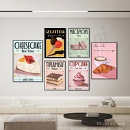 Gourmet Dessert Wall Art Poster  Tiramisu New York Cheesecake  French Croissant Kitchen Decor
