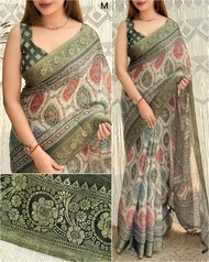 SFs NC Cotton Saree with Zari Weaving | Ajrakh Print | Jacquard Border | Elegant Ethnic Wear
