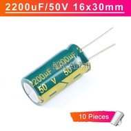 10pcs Capacitor 2200uF 50V Through Hole Electro Electrolytic Capacitor 50V2200uf 2200uF50V 16×30mm 1