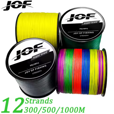 JOF 12 Strands Multifilament Braided Fishing Lines 1000M 500M 300M Super Strong PE Line Carp Fishing