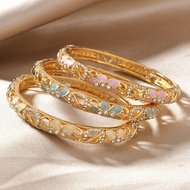 Vintage Ethnic Style Thin Cloisonné Old Beijing Bracelet Open Enamel Cheongsam Bracelet Fashion Anci