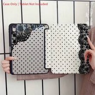 Y2K Style Lace Trim Black Polka Dot Tablet Case With Pencil Slot, Supports Auto Sleep/Wake, Multi-An