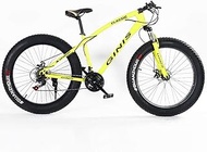 Fashionable Simplicity Teens Mountain Bikes 21-Speed 24 Inch Fat Tire Bicycle High-carbon Steel Frame Hardtail Mountain Bike With Dual Disc Brake Yellow Spoke Size:3 Spoke (Color : Yellow, Size : Sp