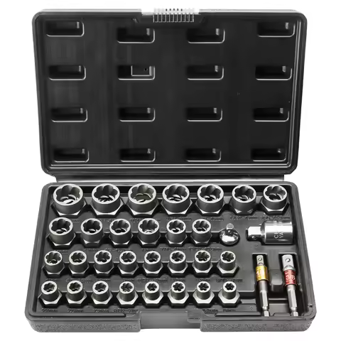 VEVOR 29PCs Bolt Extractor Set Bolt and Nut Remover Set 6mm to 10mm 13/32" to 3/4" CR-MO Steel Extra