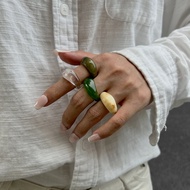 Ingemark 4 Colors Y2K Boho Resin Acrylic Irregular Finger Rings for Women 2025 New Trend Simple Knuc