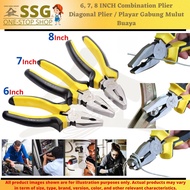 6, 7, 8 INCH Combination Plier Diagonal Plier / Playar Gabung Mulut Buaya Playar Muncung Tirus Playar Pemotong