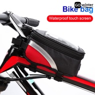 [GW]Bike Frame Bag Waterproof Touch Screen Oxford Cloth Zipper Design Front Tube Bag for Mountain Bike