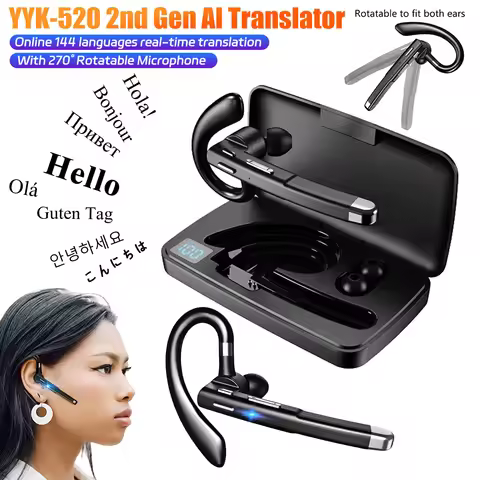 YYK-520 2nd Gen Bluetooth 5.3 Translator Noise Cancelling Translation Earbuds Voice AI Translators W